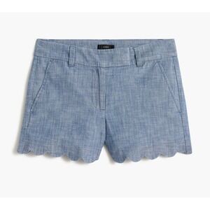 J.Crew Scalloped Chambray Shorts Blue Preppy Coastal Summer Size 10